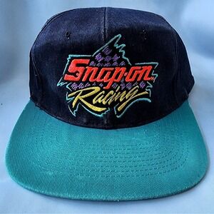 Snap On Tools Original Racing Hat Black Teal Green Snapback Cap Vintage 80s Rare